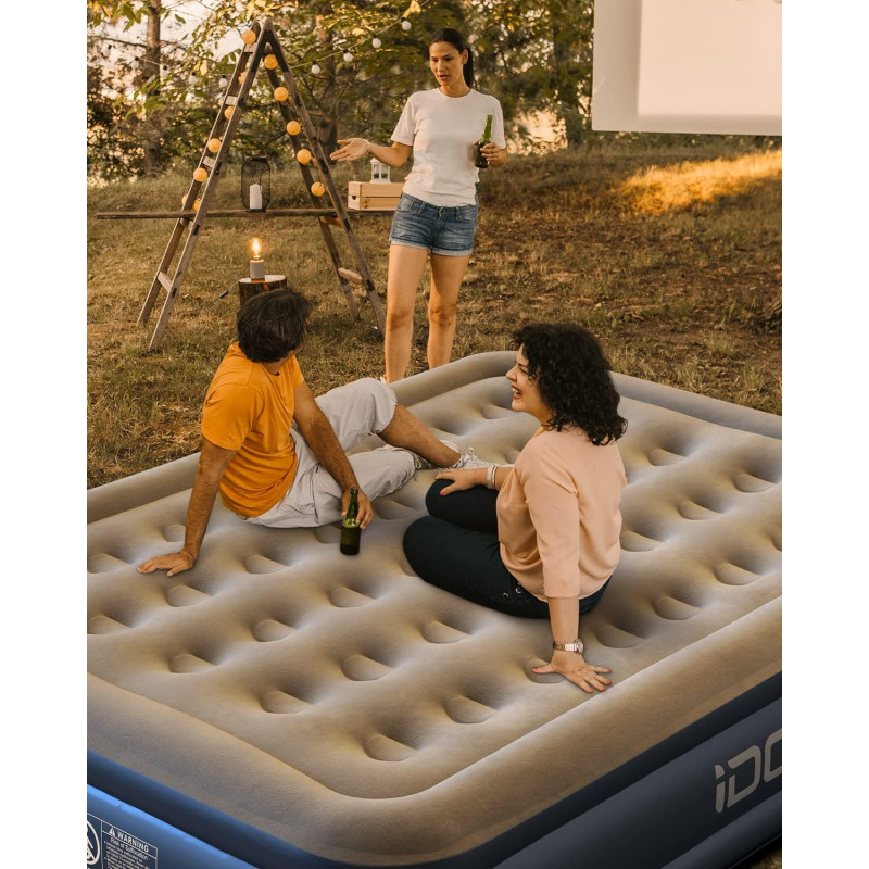 Cama hinchable iDOO King size I-C-020, 203x152x38 cm, con bomba, Después de la reparación