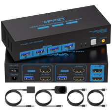 Conmutador KVM HDMI CMSTEDCD VP-SW220 4K 60Hz 2PC 2 Monitores USB 3.0, Control Remoto