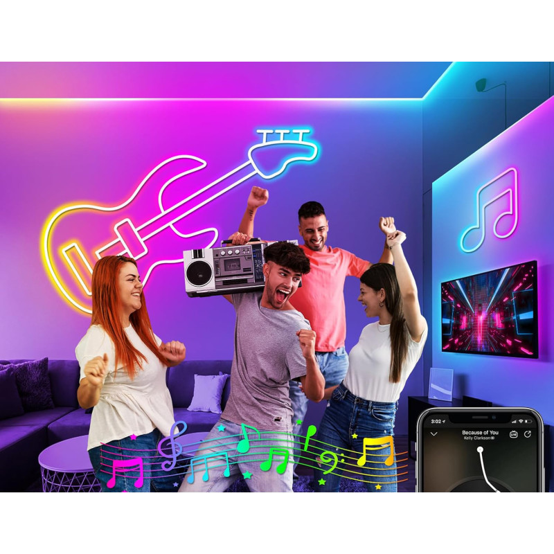 Tira de neón LED LETIANPAI RGB IP65 de 45 m con control flexible para exteriores