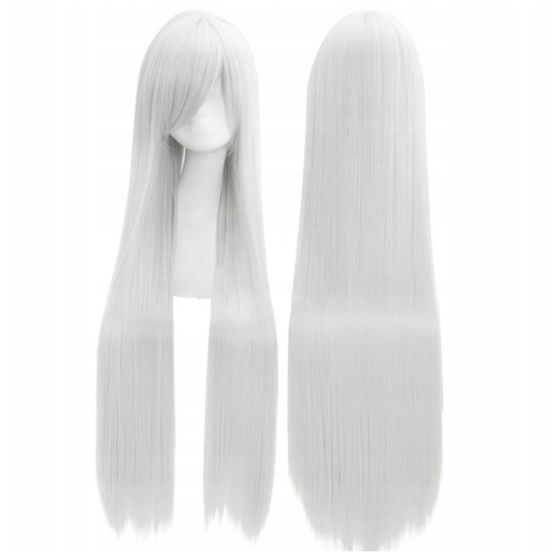 Pelucas largas blancas y rectas de 100 cm, cabello sintético de anime para cosplay para disfraz de sesión de fotos