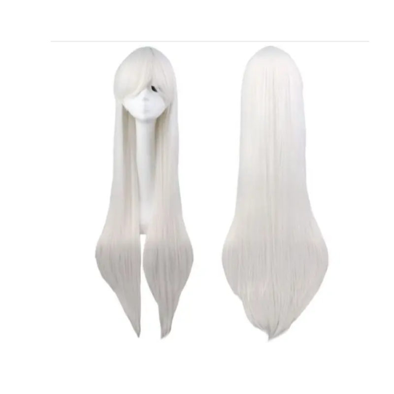 Pelucas largas blancas y rectas de 100 cm, cabello sintético de anime para cosplay para disfraz de sesión de fotos