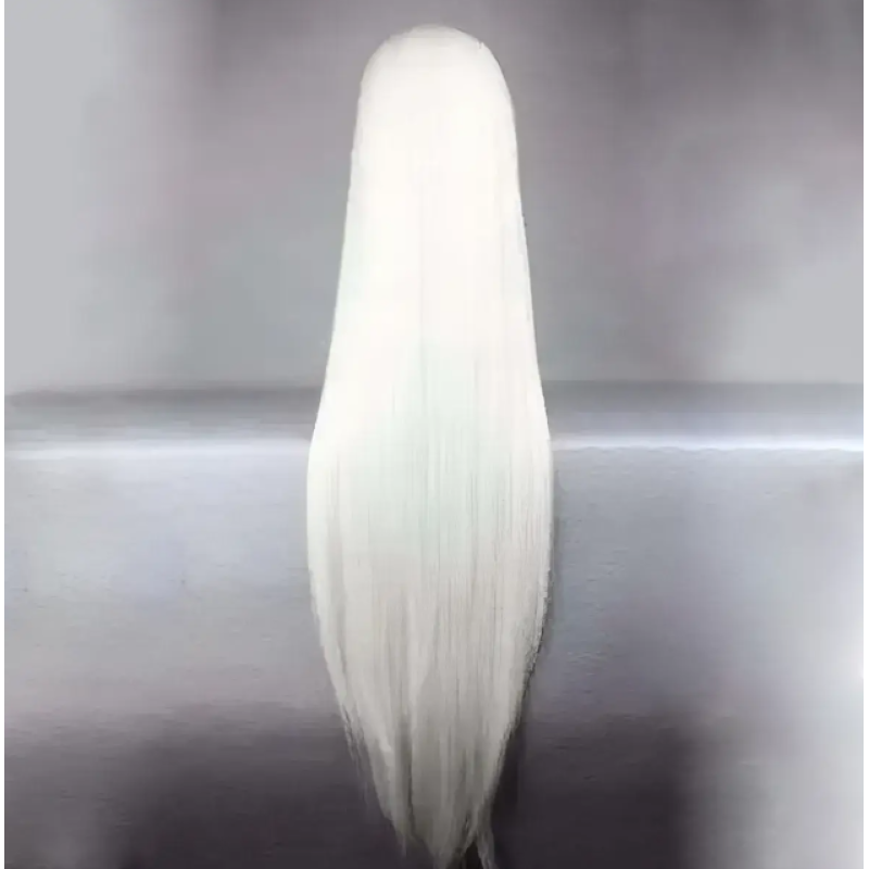 Pelucas largas blancas y rectas de 100 cm, cabello sintético de anime para cosplay para disfraz de sesión de fotos