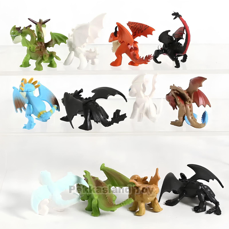 Set de 12 figuras de la serie animada Cómo entrenar a tu dragón, figuras de dragones y personajes coleccionables para jugar.