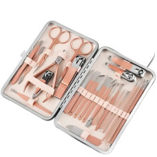 Set de manicura y pedicura de 24 herramientas profesional para el cuidado de las uñas de manos y pies en casa o en el salón.
