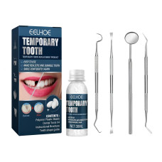 Kit de reparación dental temporal EELHOE para rellenar espacios, reconstruir coronas y mejorar la estética de la sonrisa en casa.