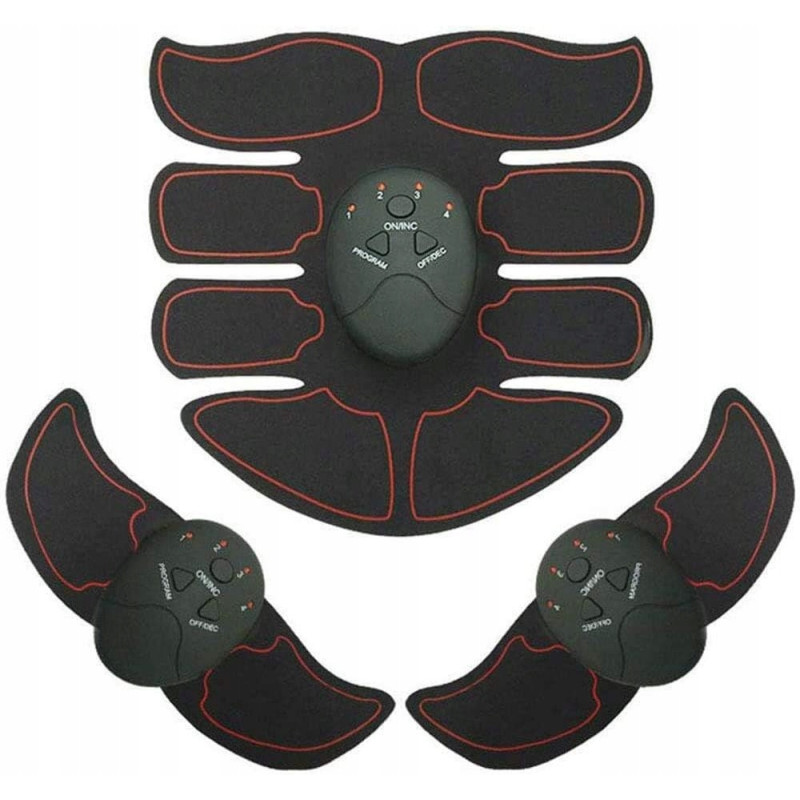 Electroestimulador muscular EMS de 6 programas para ejercicios pasivos y rehabilitación de músculos abdominales y de brazos.