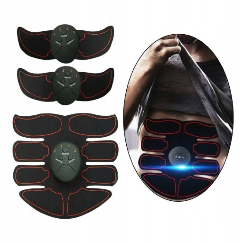 Electroestimulador muscular EMS de 6 programas para ejercicios pasivos y rehabilitación de músculos abdominales y de brazos.