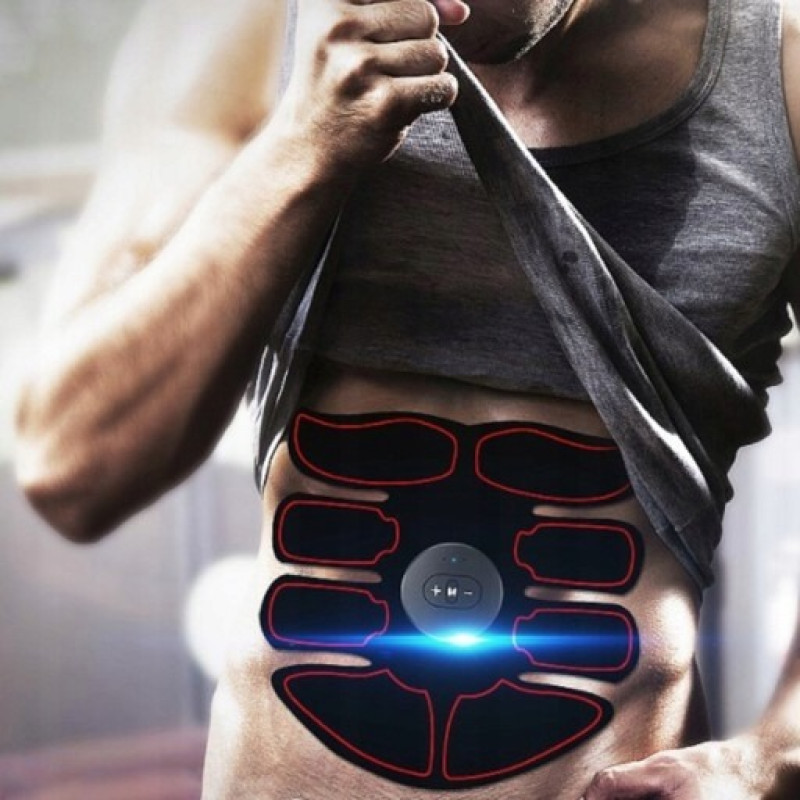 Electroestimulador muscular EMS de 6 programas para ejercicios pasivos y rehabilitación de músculos abdominales y de brazos.