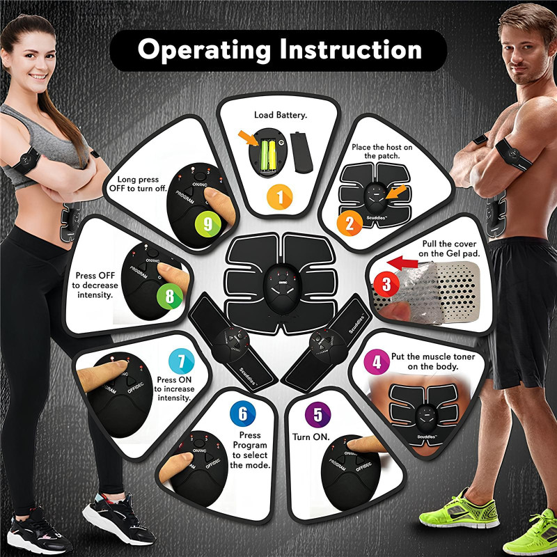 Electroestimulador muscular abdominal EMS 6 programas cinturón de entrenamiento sencillo para fortalecer los músculos