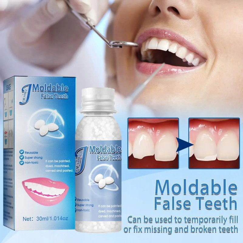 Kit de reparación de dientes temporales 30 ml Kit de reparación de dentaduras postizas: un kit rápido y seguro para reparar dientes rotos o faltantes.