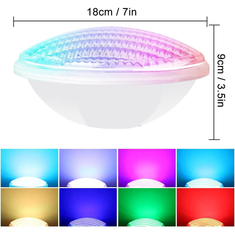 Lámpara LED Kingwen 40W RGBW IP68 12V para piscina y acuario, sumergible