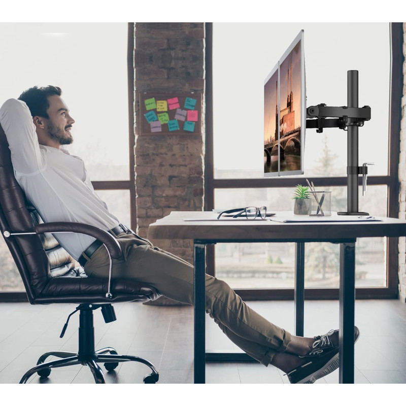 BONTEC MDM002 Soporte para dos monitores de 13 a 27 pulgadas, VESA 75/100 para exposiciones