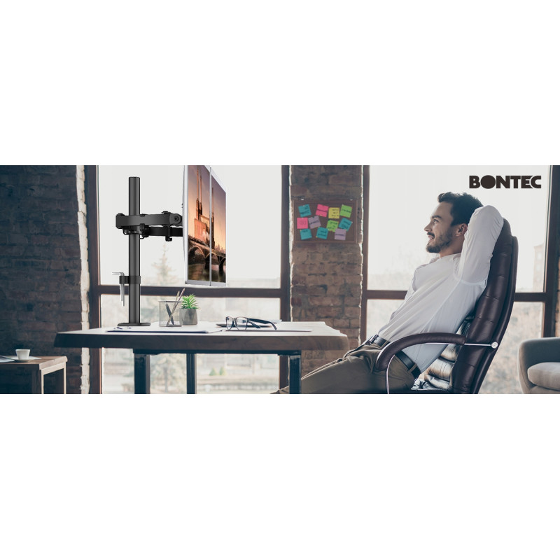 BONTEC MDM002 Soporte para dos monitores de 13 a 27 pulgadas, VESA 75/100 para exposiciones