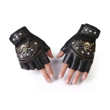 Guantes de motociclismo sin dedos de cuero ecológico, guantes de cuero de verano