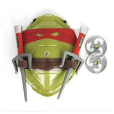 Set interactivo de las Tortugas Ninja: tridente, vendaje, shuriken y caparazón de Rafael.