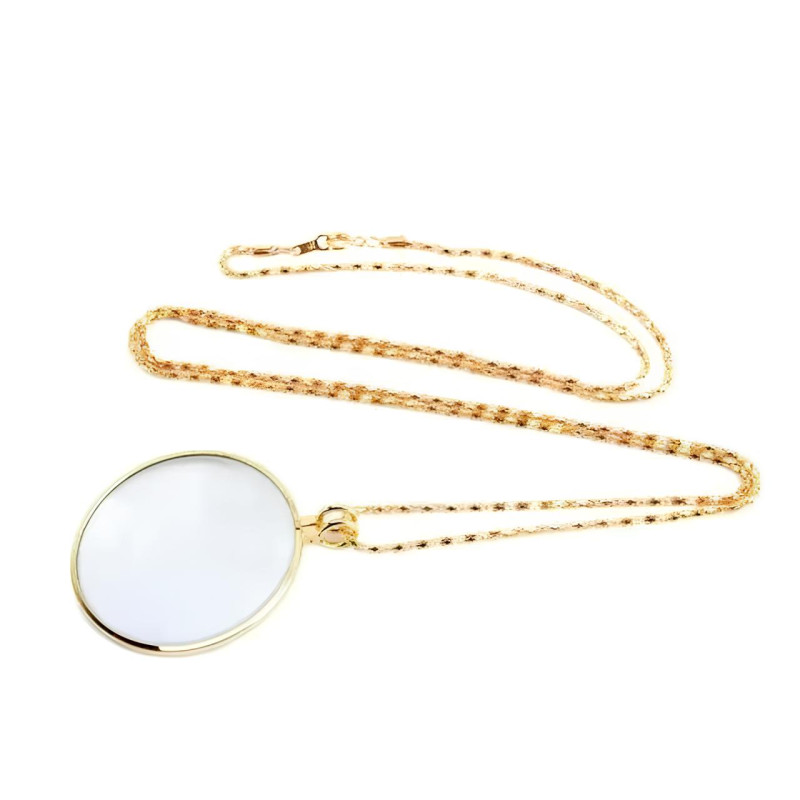 Colgante de aumento Lupa colgante 5x dorado elegante colgante con función de lupa, gadget decorativo y práctico