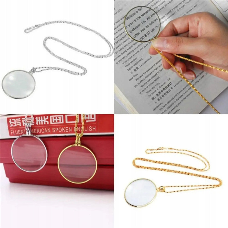 Colgante de aumento Lupa colgante 5x dorado elegante colgante con función de lupa, gadget decorativo y práctico