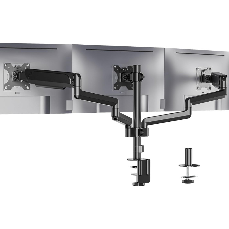 WALI GSDM003 Soporte para 3 monitores, hasta 27", VESA 75/100 mm, negro