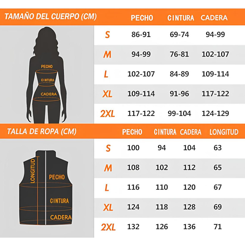 Chaleco calefactable Hillsltr, 8 zonas de calor, sin batería externa, talla S