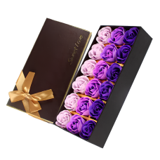 Set de regalo de jabón en forma de rosa, rosas de jabón moradas como regalo