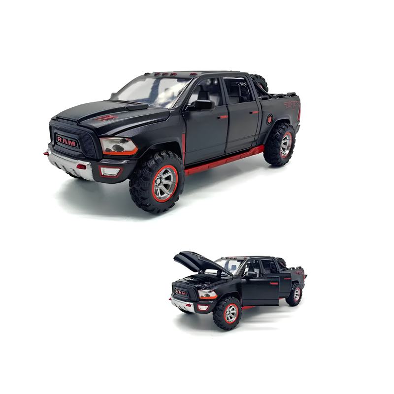 Dodge Ram TRX - Modelo de coche de metal a escala 1:32, miniatura realista con puertas que se abren y tracción trasera