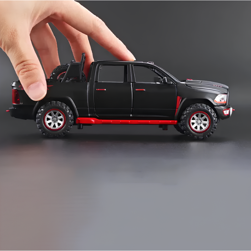 Dodge Ram TRX - Modelo de coche de metal a escala 1:32, miniatura realista con puertas que se abren y tracción trasera