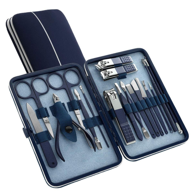 RESTEQ set de manicura y pedicura 18 herramientas en un estuche set de cuidado de uñas para manos y pies
