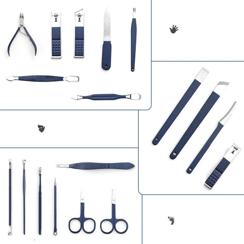 RESTEQ set de manicura y pedicura 18 herramientas en un estuche set de cuidado de uñas para manos y pies