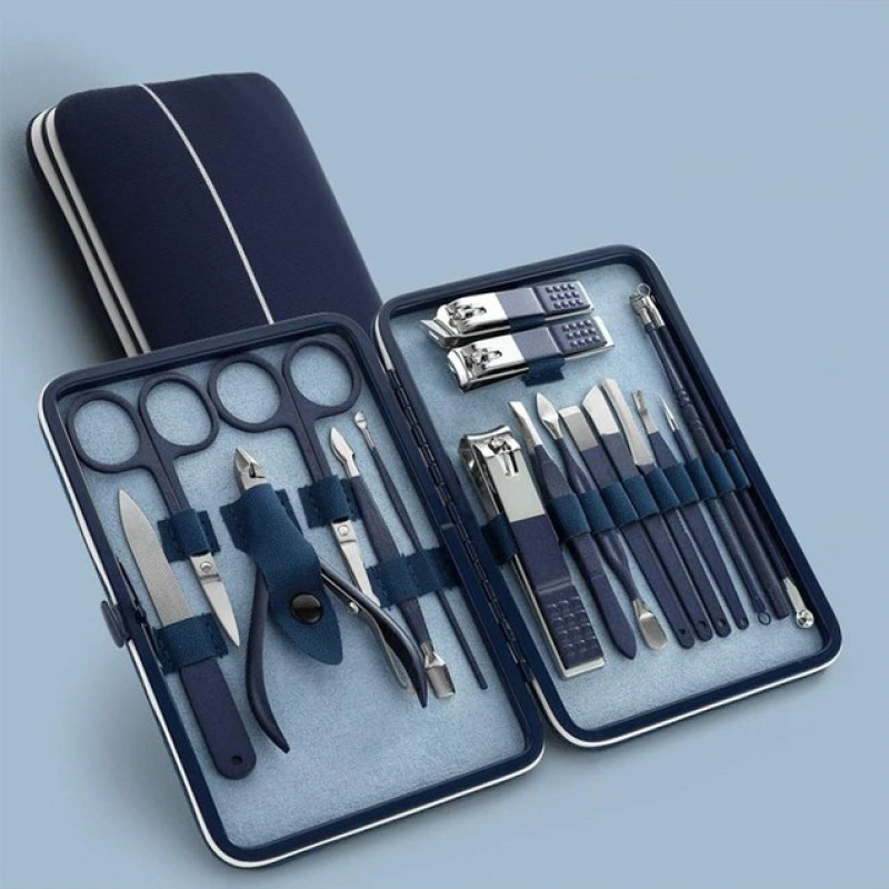 RESTEQ set de manicura y pedicura 18 herramientas en un estuche set de cuidado de uñas para manos y pies