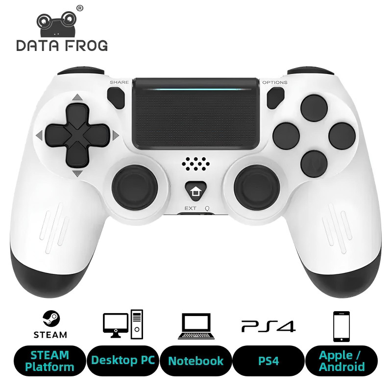 Mando inalámbrico Data Frog para PS4/PS4 Slim/PS4 Pro, PC, Android, blanco