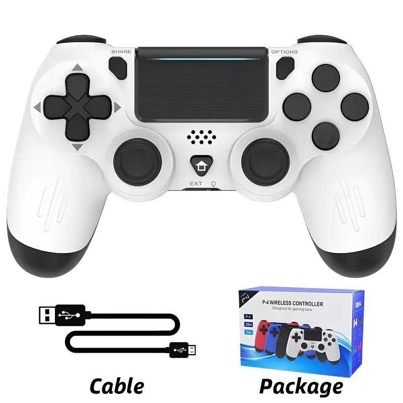 Mando inalámbrico Data Frog para PS4/PS4 Slim/PS4 Pro, PC, Android, blanco