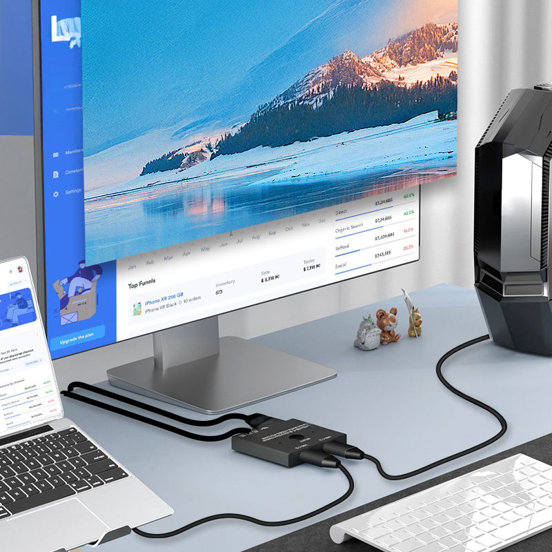 Conmutador KVM2 3.1 Thunderbolt 3 tipo C, 2 entradas, 1 salida, modelo AB201