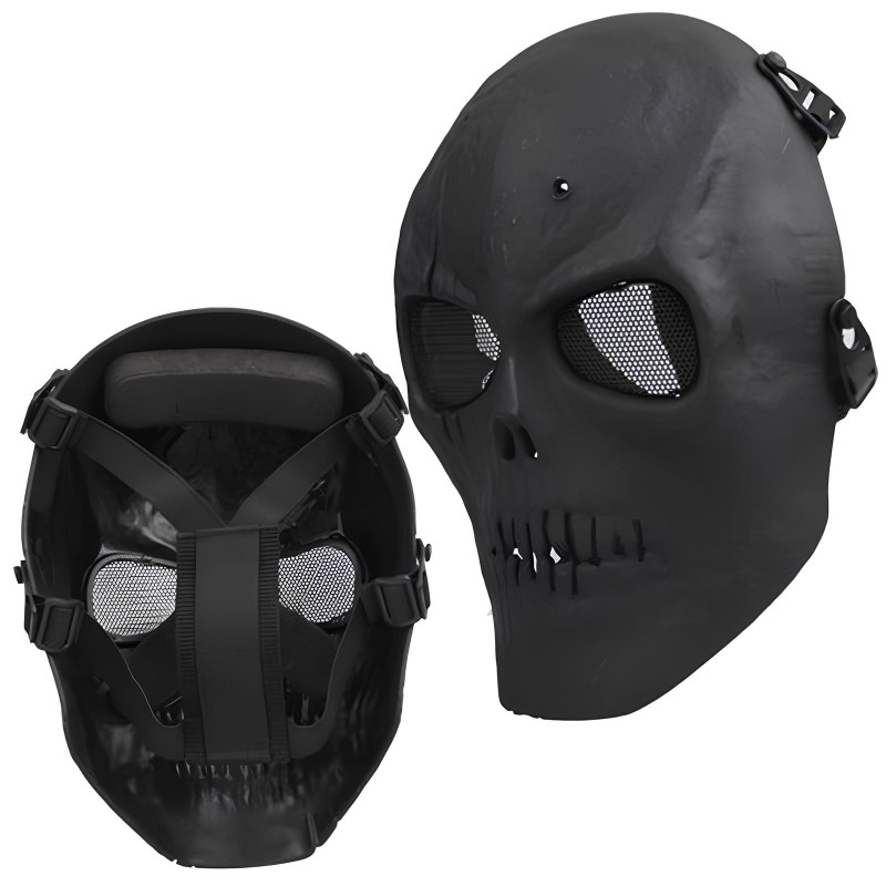 Máscara negra RESTEQ para casco de airsoft y motocicleta para Halloween